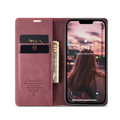 For iPhone 14 Plus CaseMe-013 Multifunctional Retro Frosted Leather Phone Case (Wine Red) - iPhone 14 Plus Cases by CaseMe | Online Shopping South Africa | PMC Jewellery | Buy Now Pay Later Mobicred