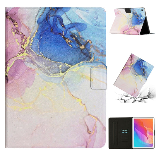 For Huawei MatePad T10s Marble Pattern Leather Tablet Case(Pink Blue) - Huawei by PMC Jewellery | Online Shopping South Africa | PMC Jewellery | Buy Now Pay Later Mobicred