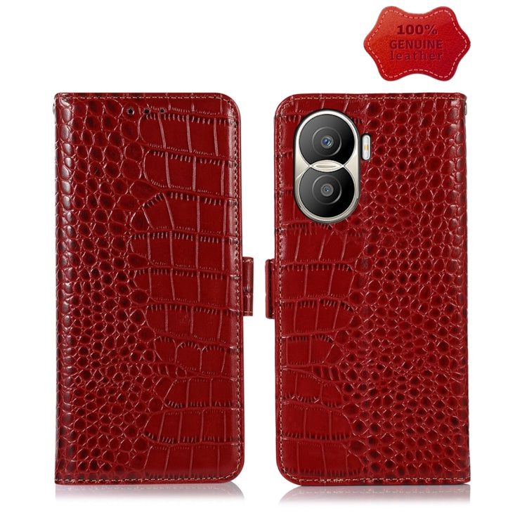 For Honor X40i Crocodile Top Layer Cowhide Leather Phone Case(Red) - Honor Cases by PMC TechLife | Online Shopping South Africa | PMC TechLife | Buy Now Pay Later Mobicred