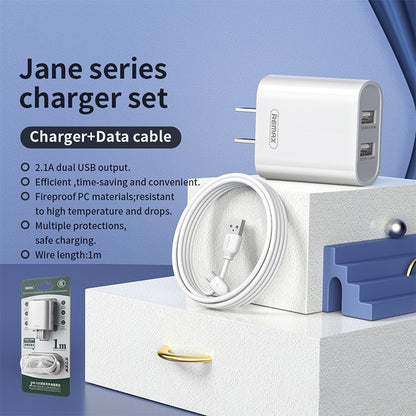 REMAX RP-U35 Jane Series 2.1A Dual USB Port Fast Charger Set, Cable:8 Pin(EU Plug) - USB Charger by REMAX | Online Shopping South Africa | PMC Jewellery | Buy Now Pay Later Mobicred