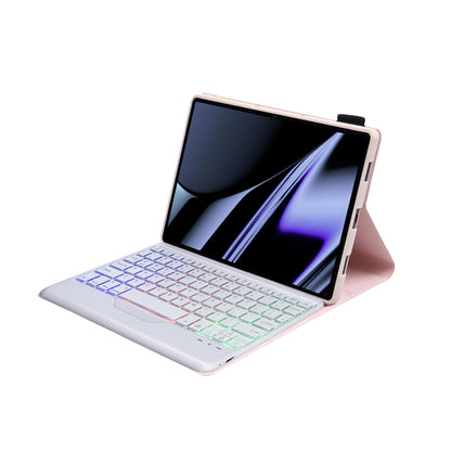 OP11-BS Lambskin Texture Ultra-thin Bluetooth Keyboard Leather Case with Backlight For OPPO Pad 11 inch(Pink) - Others Keyboard by PMC Jewellery | Online Shopping South Africa | PMC Jewellery | Buy Now Pay Later Mobicred