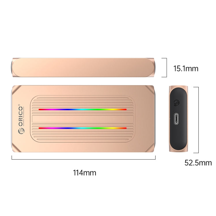 ORICO M2R1-G2-RG 10Gbps M.2 NVMe RGB SSD Enclosure(Gold) - HDD Enclosure by ORICO | Online Shopping South Africa | PMC Jewellery | Buy Now Pay Later Mobicred