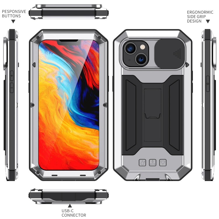 For iPhone 14 R-JUST Shockproof Life Waterproof Dust-proof Case (Silver) - iPhone 14 Cases by R-JUST | Online Shopping South Africa | PMC TechLife | Buy Now Pay Later Mobicred