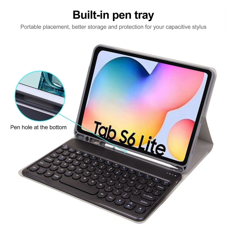 Round Cap Bluetooth Keyboard Leather Case with Pen Slot, without Touchpad For Samsung Galaxy Tab S7(Rose Gold+White Keyboard) - Samsung Keyboard by PMC Jewellery | Online Shopping South Africa | PMC Jewellery