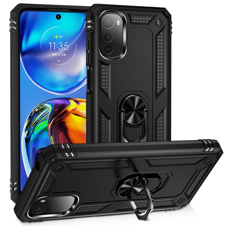 For Motorola Moto E32 4G Shockproof TPU + PC Phone Case with 360 Degree Rotating Holder(Black) - Motorola Cases by PMC Jewellery | Online Shopping South Africa | PMC Jewellery | Buy Now Pay Later Mobicred