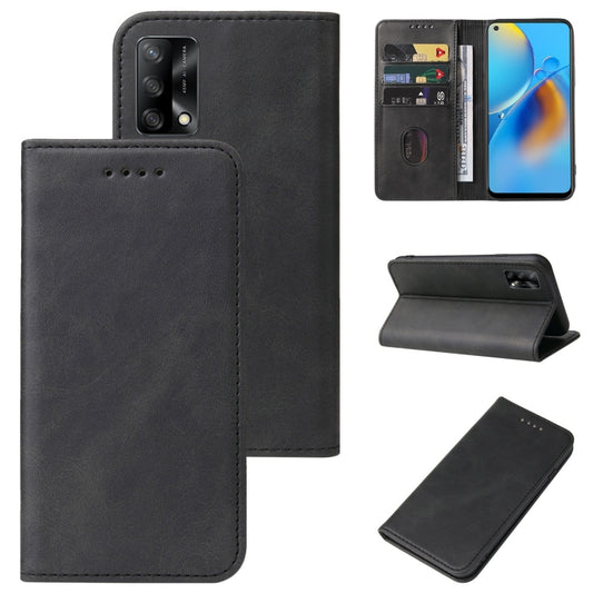 For OPPO A74 4G Magnetic Closure Leather Phone Case(Black) - OPPO Cases by PMC Jewellery | Online Shopping South Africa | PMC Jewellery | Buy Now Pay Later Mobicred