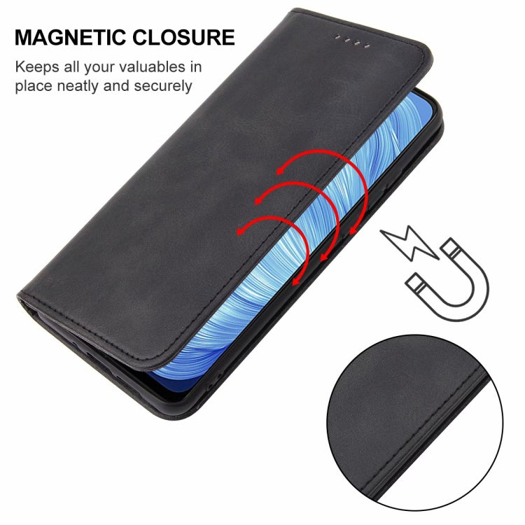 For Realme 7 5G Magnetic Closure Leather Phone Case(Black) - Realme Cases by PMC Jewellery | Online Shopping South Africa | PMC Jewellery | Buy Now Pay Later Mobicred