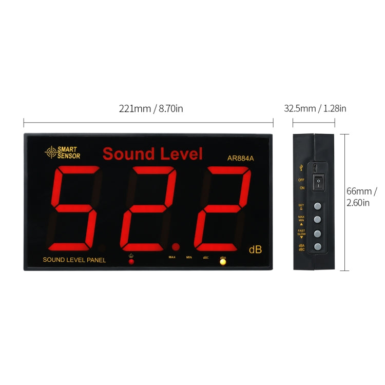 SmartSensor AR884A Smart Wall Mounted Sound Level Meter, EU/US Plug - Light & Sound Meter by PMC Jewellery | Online Shopping South Africa | PMC Jewellery | Buy Now Pay Later Mobicred