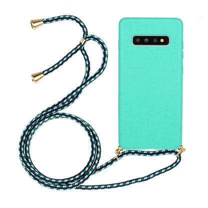 For Galaxy S10 Plus Wheat Straw Material + TPU Protective Case with Lanyard(Green) - Galaxy Phone Cases by PMC Jewellery | Online Shopping South Africa | PMC Jewellery