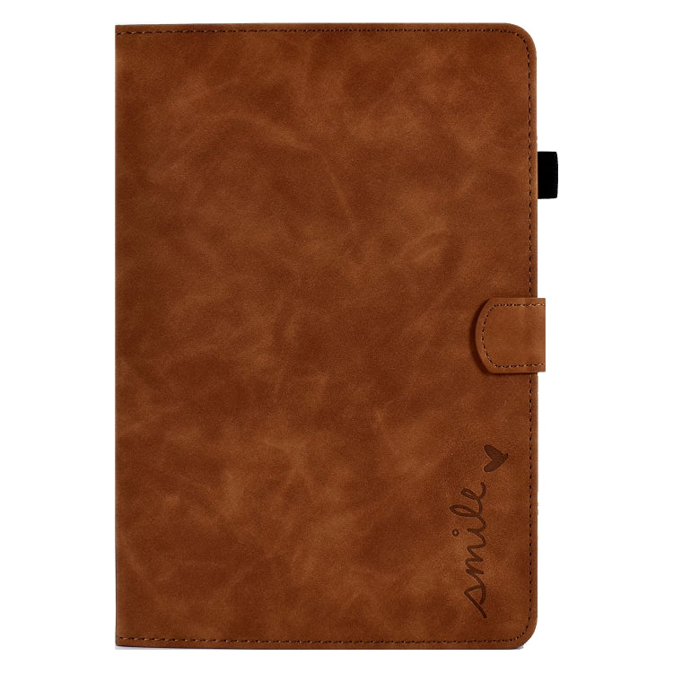 For Amazon Kindle Fire HD 10 2021 Embossed Smile Flip Tablet Leather Case(Brown) - Amazon by PMC TechLife | Online Shopping South Africa | PMC TechLife | Buy Now Pay Later Mobicred