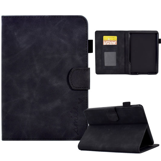 For Amazon Kindle Paperwhite 5 Embossed Smile Flip Tablet Leather Case(Black) - Amazon by PMC Jewellery | Online Shopping South Africa | PMC Jewellery | Buy Now Pay Later Mobicred