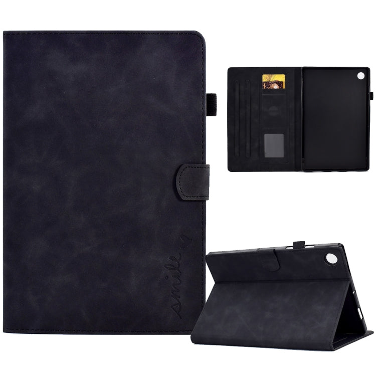 For Lenovo Tab M10 Plus 3rd Gen 10.6 inch Embossed Smile Flip Tablet Leather Case(Black) - Lenovo by PMC TechLife | Online Shopping South Africa | PMC TechLife | Buy Now Pay Later Mobicred