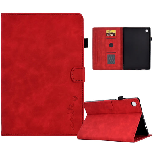 For Lenovo Tab M10 Plus 3rd Gen 10.6 inch Embossed Smile Flip Tablet Leather Case(Red) - Lenovo by PMC Jewellery | Online Shopping South Africa | PMC Jewellery | Buy Now Pay Later Mobicred