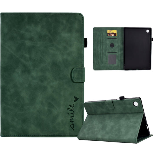 For Huawei MatePad T 10 / T 10s / Honor Pad 6 / X6 Embossed Smile Flip Tablet Leather Case(Green) - Honor by PMC Jewellery | Online Shopping South Africa | PMC Jewellery | Buy Now Pay Later Mobicred