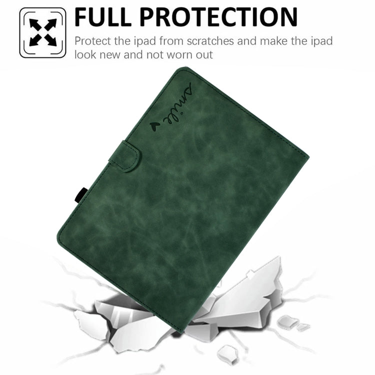 For Huawei MediaPad T5 Embossed Smile Flip Tablet Leather Case(Green) - Huawei by PMC TechLife | Online Shopping South Africa | PMC TechLife | Buy Now Pay Later Mobicred