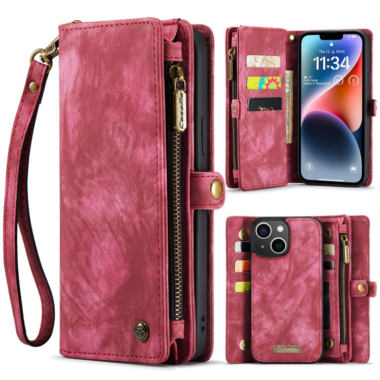 For iPhone 14 Plus CaseMe 008 Detachable Multifunctional Leather Phone Case(Red) - iPhone 14 Plus Cases by CaseMe | Online Shopping South Africa | PMC Jewellery | Buy Now Pay Later Mobicred