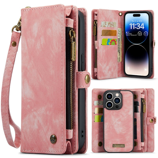 For iPhone 14 Pro CaseMe 008 Detachable Multifunctional Leather Phone Case(Pink) - iPhone 14 Pro Cases by CaseMe | Online Shopping South Africa | PMC Jewellery | Buy Now Pay Later Mobicred