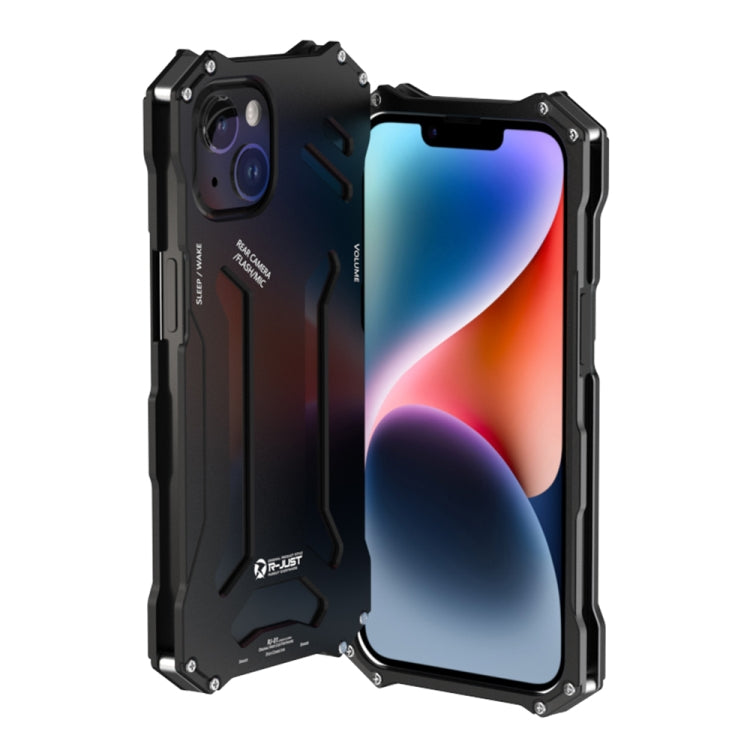 For iPhone 14 Plus R-JUST RJ17 Shockproof Armor Metal Phone Case(Black) - free shipping - PMC TechLife - Order now!