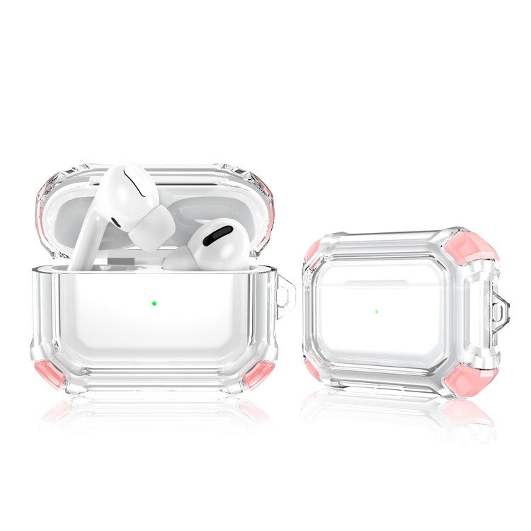 For AirPods Pro 2 Dual-color PC Shockproof Earphone Case with Hook(Pink) - For AirPods Pro 2 by PMC Jewellery | Online Shopping South Africa | PMC Jewellery | Buy Now Pay Later Mobicred