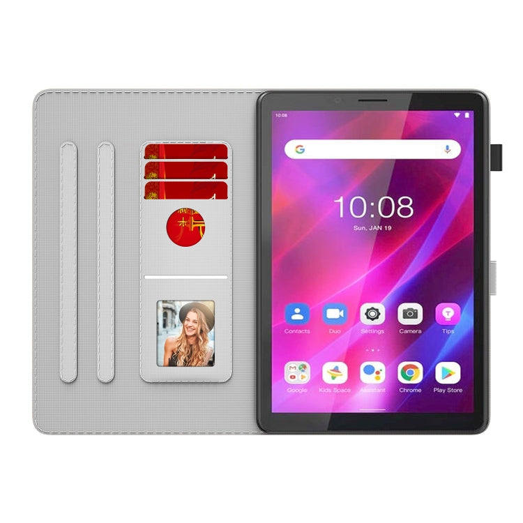 For Lenovo Tab M7 3rd Gen Watercolor Pattern Flip Leather Tablet Case(Cyan Green) - Lenovo by PMC TechLife | Online Shopping South Africa | PMC TechLife | Buy Now Pay Later Mobicred