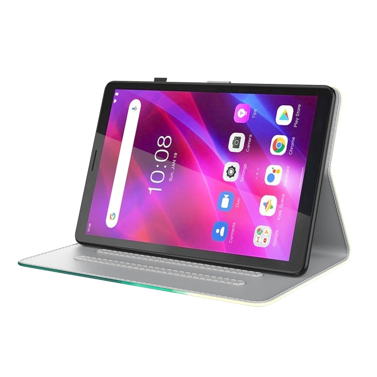 For Lenovo Tab M7 3rd Gen Watercolor Pattern Flip Leather Tablet Case(Cyan Green) - Lenovo by PMC TechLife | Online Shopping South Africa | PMC TechLife | Buy Now Pay Later Mobicred