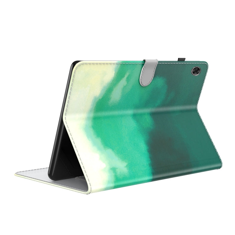 For Lenovo Tab M7 3rd Gen Watercolor Pattern Flip Leather Tablet Case(Cyan Green) - Lenovo by PMC TechLife | Online Shopping South Africa | PMC TechLife | Buy Now Pay Later Mobicred