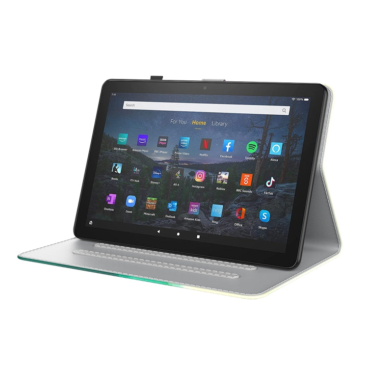 For Amazon Kindle Fire 7 2022 Watercolor Pattern Flip Leather Tablet Case(Cyan Green) - Amazon by PMC TechLife | Online Shopping South Africa | PMC TechLife | Buy Now Pay Later Mobicred