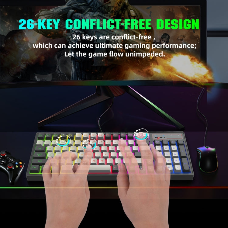 HXSJ V600 96-key RGB Backlit Dual-color Injection-molded Wired Gaming Keyboard - Wired Keyboard by HXSJ | Online Shopping South Africa | PMC Jewellery | Buy Now Pay Later Mobicred