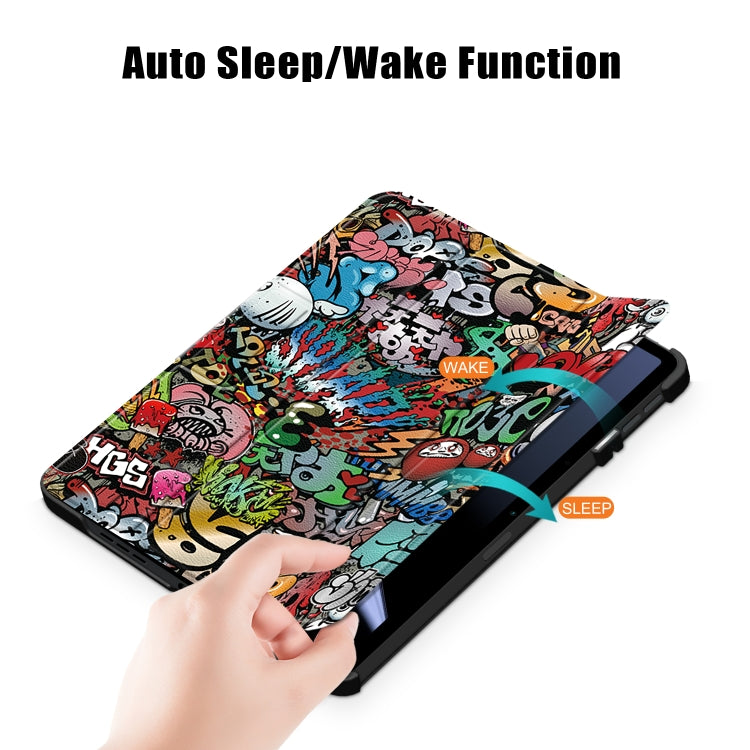 For OPPO Pad 11 inch 3-folding Magnetic Buckle Coloured Drawing Leather Tablet Case(Graffiti) - OPPO by PMC TechLife | Online Shopping South Africa | PMC TechLife | Buy Now Pay Later Mobicred