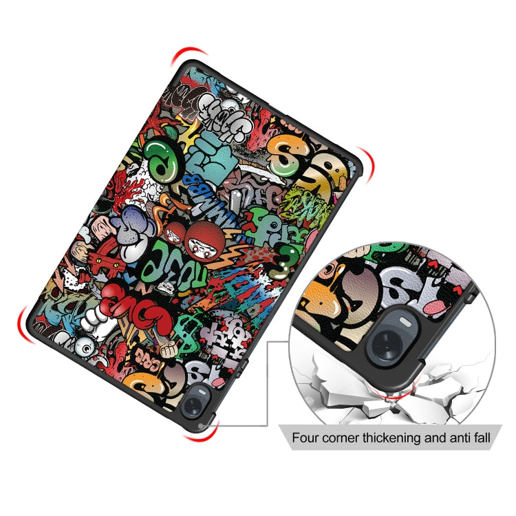 For OPPO Pad 11 inch 3-folding Magnetic Buckle Coloured Drawing Leather Tablet Case(Graffiti) - OPPO by PMC TechLife | Online Shopping South Africa | PMC TechLife | Buy Now Pay Later Mobicred