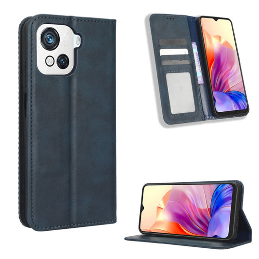 For Blackview OSCAL C80 Magnetic Buckle Retro Texture Leather Phone Case(Blue) - More Brand by PMC Jewellery | Online Shopping South Africa | PMC Jewellery | Buy Now Pay Later Mobicred