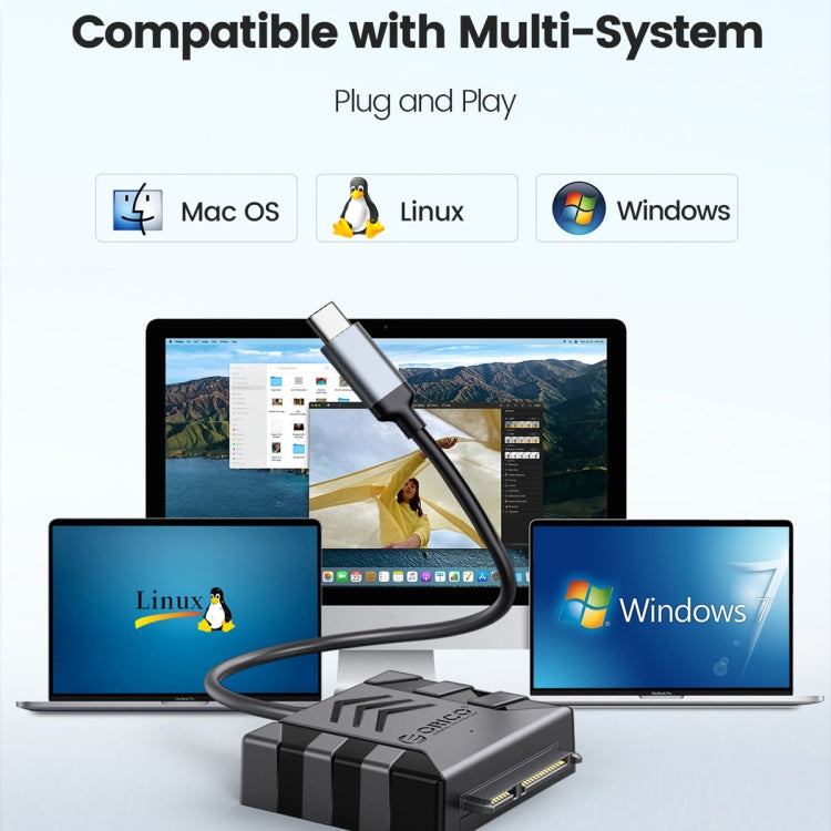 ORICO UTS1 Type-C / USB-C USB 3.0 2.5-inch SATA HDD Adapter with 12V 2A Power Adapter, Cable Length:1m(UK Plug) - free shipping - PMC Jewellery - Order now!