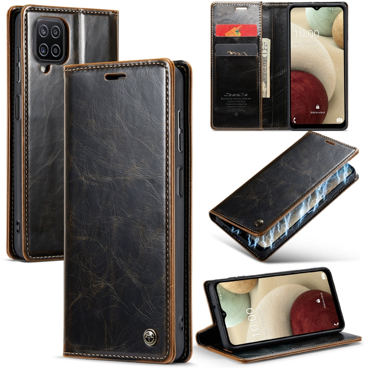 For Samsung Galaxy A12 CaseMe 003 Crazy Horse Texture Leather Phone Case(Coffee) - Galaxy Phone Cases by CaseMe | Online Shopping South Africa | PMC Jewellery | Buy Now Pay Later Mobicred