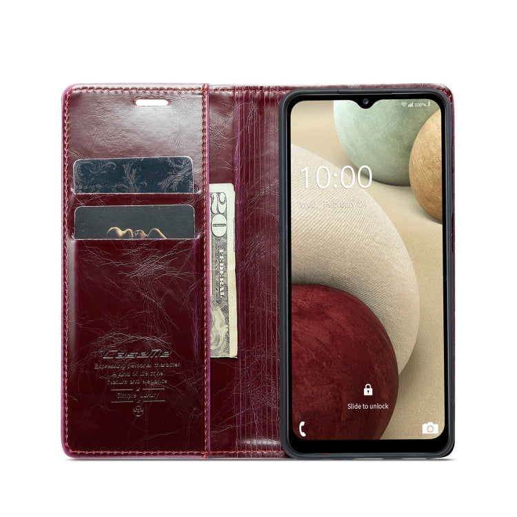 For Samsung Galaxy A12 CaseMe 003 Crazy Horse Texture Leather Phone Case(Red) - Galaxy Phone Cases by CaseMe | Online Shopping South Africa | PMC Jewellery | Buy Now Pay Later Mobicred