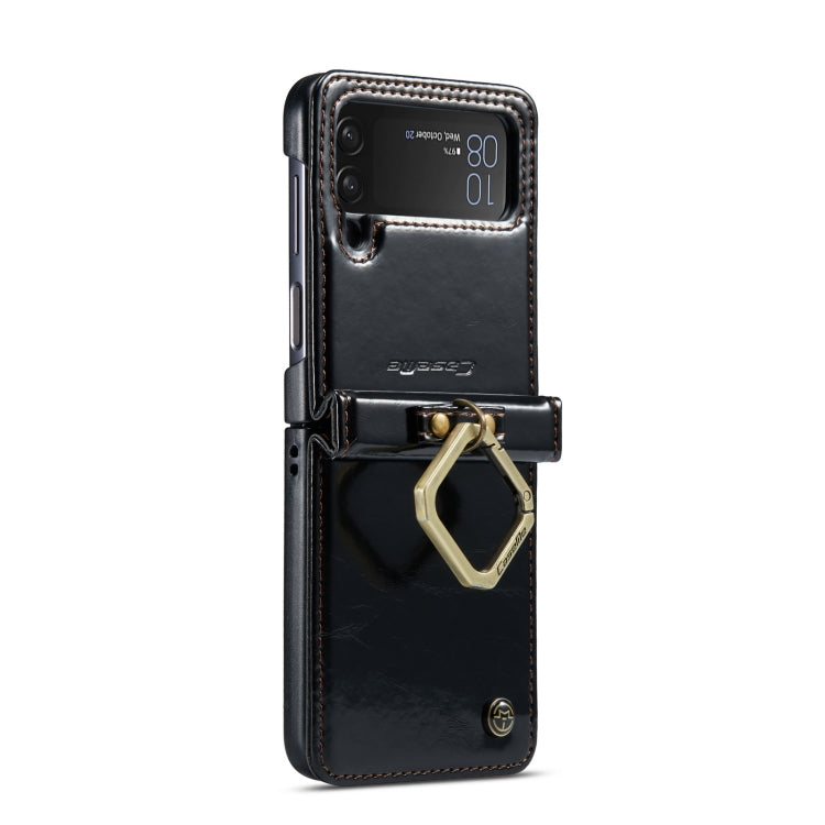 For Samsung Galaxy Z Flip4 CaseMe 003 Crazy Horse Texture Leather Phone Case with Lanyard(Black) - Galaxy Z Flip4 5G Cases by CaseMe | Online Shopping South Africa | PMC Jewellery | Buy Now Pay Later Mobicred