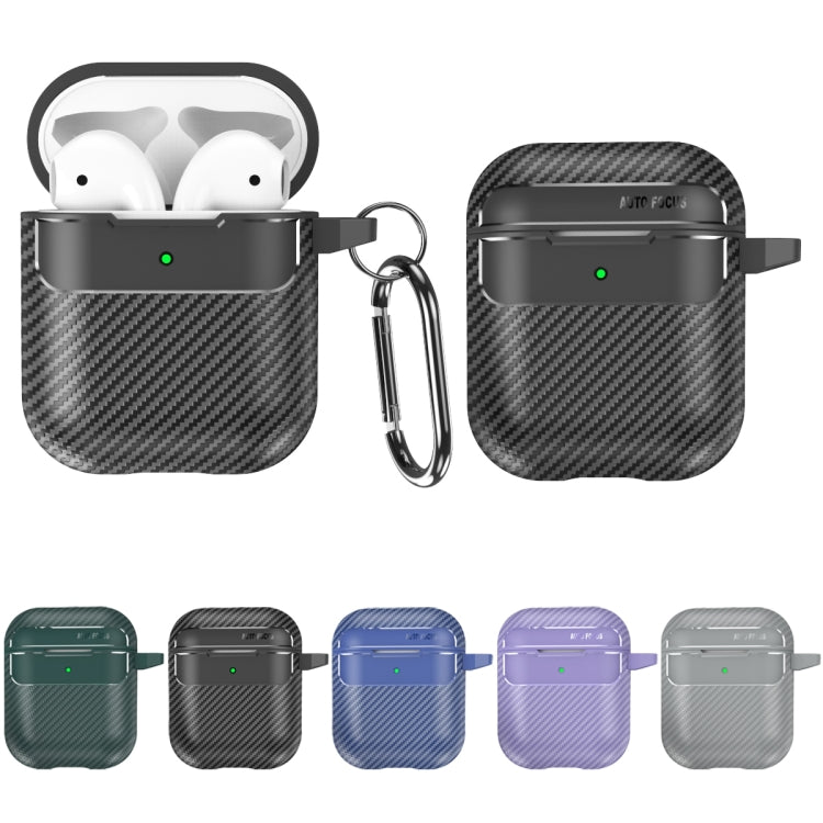 For AirPods 1 / 2 Carbon Fiber Texture Anti-fall Earphone Protective Case(Black) - For AirPods 1/2 by PMC Jewellery | Online Shopping South Africa | PMC Jewellery | Buy Now Pay Later Mobicred