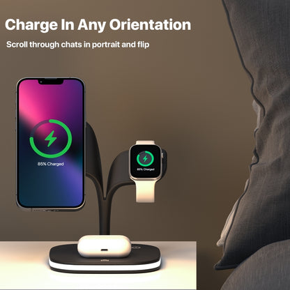 YM-UD22 15W 5 in 1 Magnetic Wireless Charger with Stand Function(Black) - Wireless Charger by PMC Jewellery | Online Shopping South Africa | PMC Jewellery | Buy Now Pay Later Mobicred