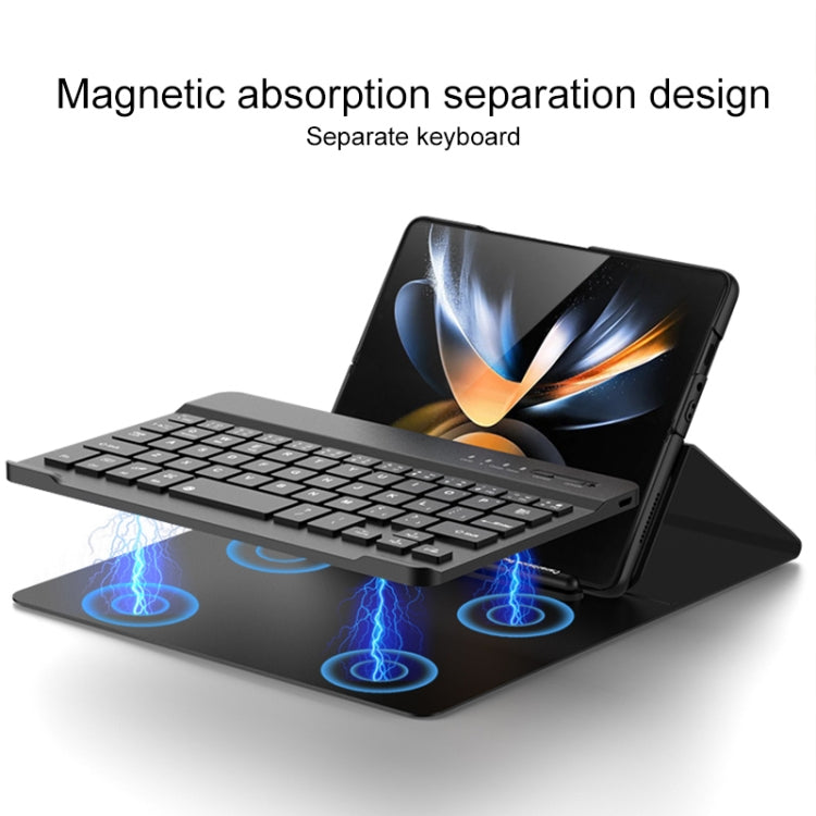 For Samsung Galaxy Z Fold4 5G Magnetic Folding Bluetooth Keyboard Leather Case(Carbon Fiber) - Samsung Keyboard by PMC TechLife | Online Shopping South Africa | PMC TechLife