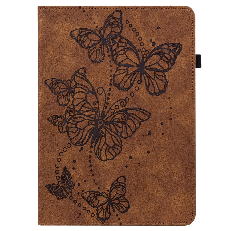 For Lenovo Tab M10 3rd Gen Embossed Butterfly Pattern Leather Tablet Case(Brown) - Lenovo by PMC TechLife | Online Shopping South Africa | PMC TechLife | Buy Now Pay Later Mobicred