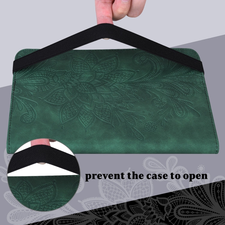 For Lenovo Tab M10 3rd Gen Lace Flower Embossing Pattern Leather Tablet Case(Green) - Lenovo by PMC TechLife | Online Shopping South Africa | PMC TechLife | Buy Now Pay Later Mobicred