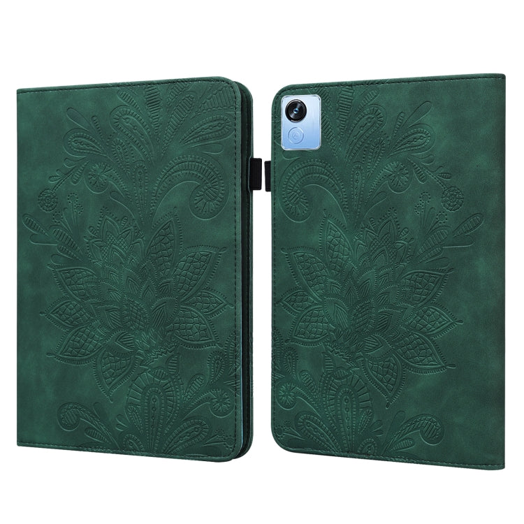 For Realme Pad X Lace Flower Embossing Pattern Leather Tablet Case(Green) - Realme by PMC TechLife | Online Shopping South Africa | PMC TechLife | Buy Now Pay Later Mobicred