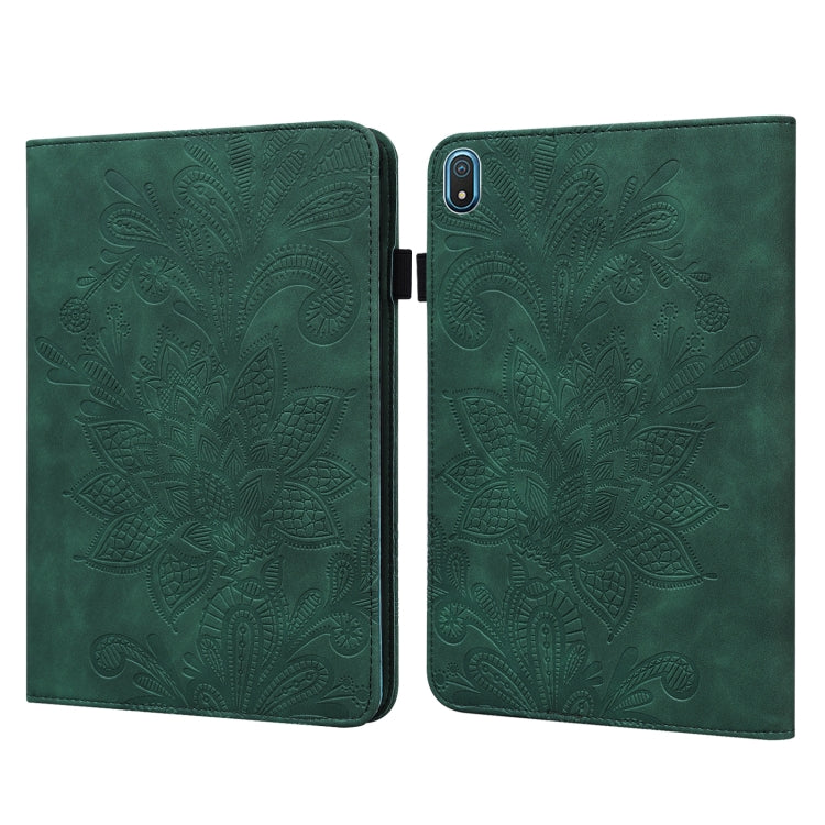 For Nokia T20 10.4 2021 Lace Flower Embossing Pattern Leather Tablet Case(Green) - Nokia by PMC TechLife | Online Shopping South Africa | PMC TechLife | Buy Now Pay Later Mobicred