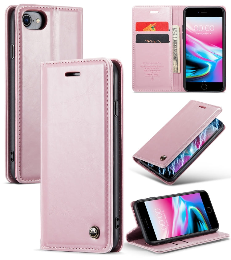 For iPhone SE 2022 / SE 2020 / 7 / 8 CaseMe 003 Crazy Horse Texture Leather Phone Case(Pink) - iPhone SE 2022 / 2020 / 8 / 7 Cases by CaseMe | Online Shopping South Africa | PMC Jewellery | Buy Now Pay Later Mobicred