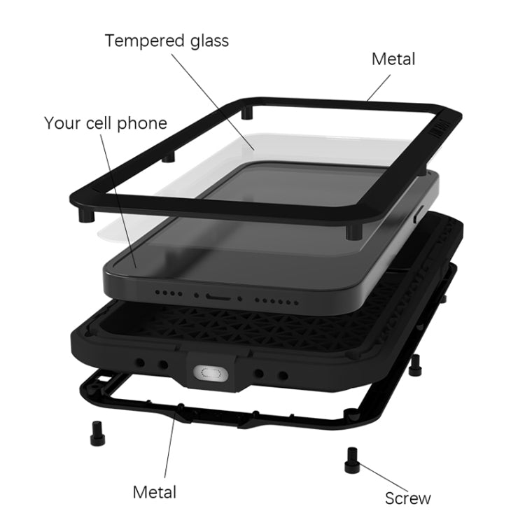 For iPhone 14 LOVE MEI Metal Shockproof Life Waterproof Dustproof Phone Case(Yellow) - free shipping - PMC TechLife - Order now!