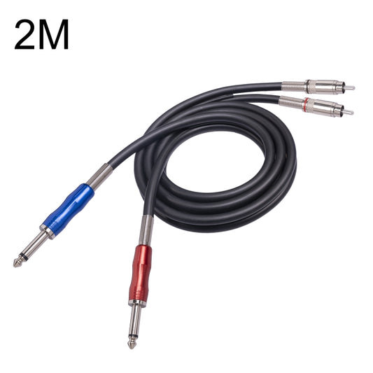 3051K63 Dual RCA Male to Dual 6.35mm 1/4 inch Male Mixer Audio Cable, Length:2m - Microphone Audio Cable & Connector by PMC Jewellery | Online Shopping South Africa | PMC Jewellery | Buy Now Pay Later Mobicred