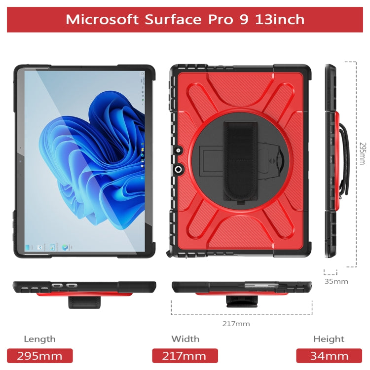 For MicroSoft Surface Pro 9 / 10 / 11 Rotatable Kickstand Grip Shockproof Tablet Case(Red) - Others by PMC TechLife | Online Shopping South Africa | PMC TechLife | Buy Now Pay Later Mobicred