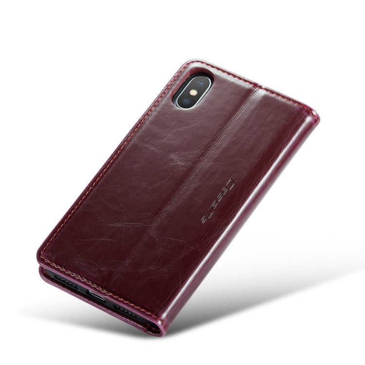 For iPhone XS CaseMe 003 Crazy Horse Texture Leather Phone Case(Wine Red) - More iPhone Cases by CaseMe | Online Shopping South Africa | PMC Jewellery | Buy Now Pay Later Mobicred