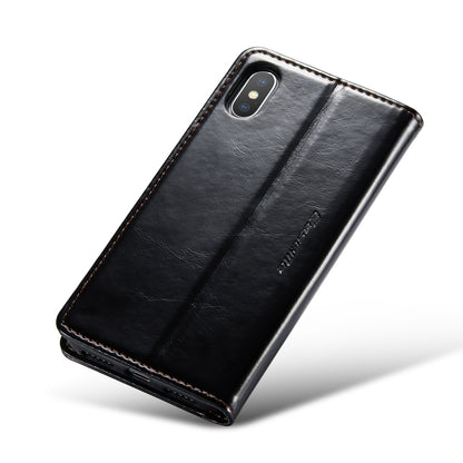 For iPhone XS CaseMe 003 Crazy Horse Texture Leather Phone Case(Black) - More iPhone Cases by CaseMe | Online Shopping South Africa | PMC Jewellery | Buy Now Pay Later Mobicred