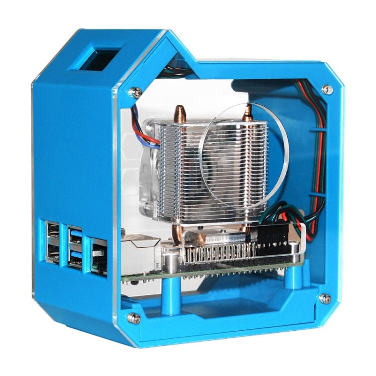 For Raspberry Pi 4B Waveshare Desktop Computer Fan LED Light Mini Tower Set(Blue) - free shipping - PMC Jewellery - Order now!