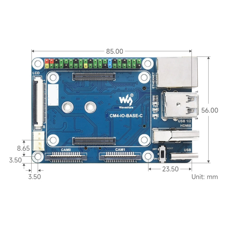 Waveshare Mini Base Board Designed for Raspberry Pi Compute Module 4 - Mini PC Accessories by WAVESHARE | Online Shopping South Africa | PMC Jewellery | Buy Now Pay Later Mobicred